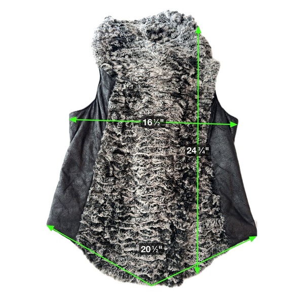 Dolce Cabo Faux Fur & Faux Leather Drape Vest Size S – Black/Gray - Picture 15 of 16